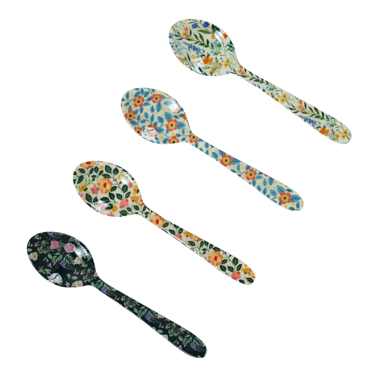 Planted Tea Spoons in Mixed Garden Prints - Set of 4