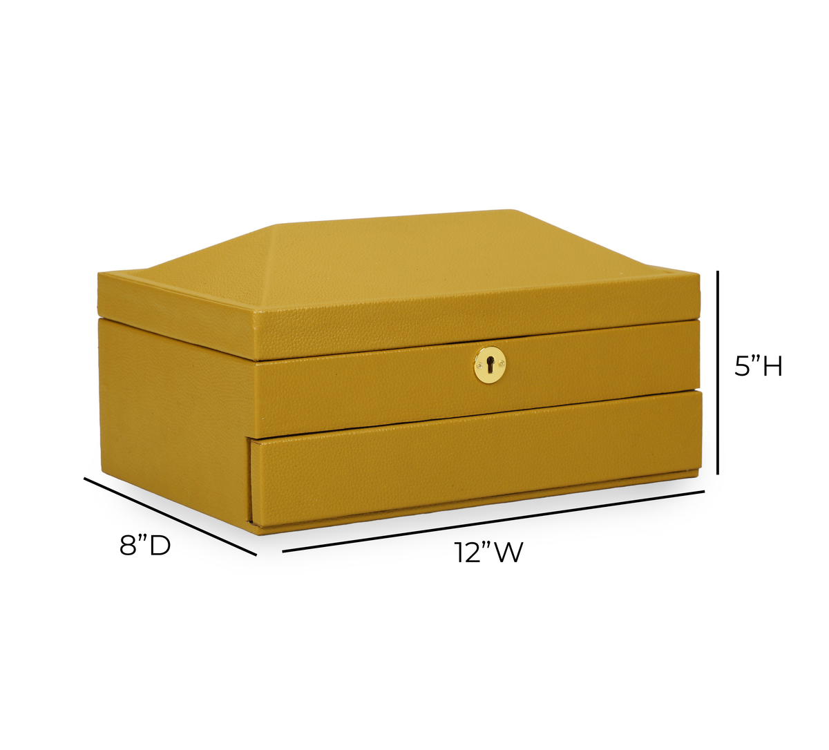 Knox Mustard Yellow Vegan Leather Contract-Grade Jewelry Box - View 11