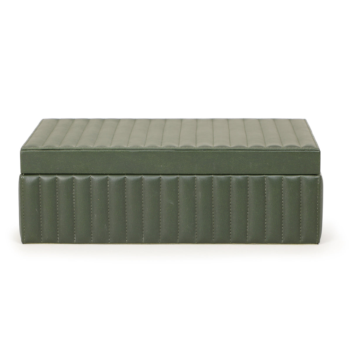 Eton Ribbed Green Vegan Leather Contract-Grade Storage Box - View 1