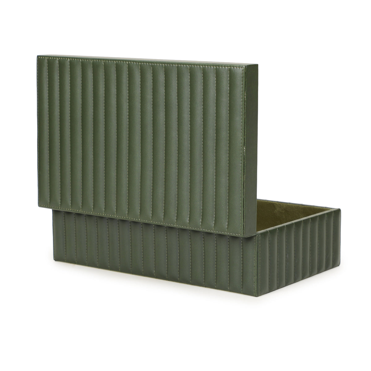 Eton Ribbed Green Vegan Leather Contract-Grade Storage Box - View 7