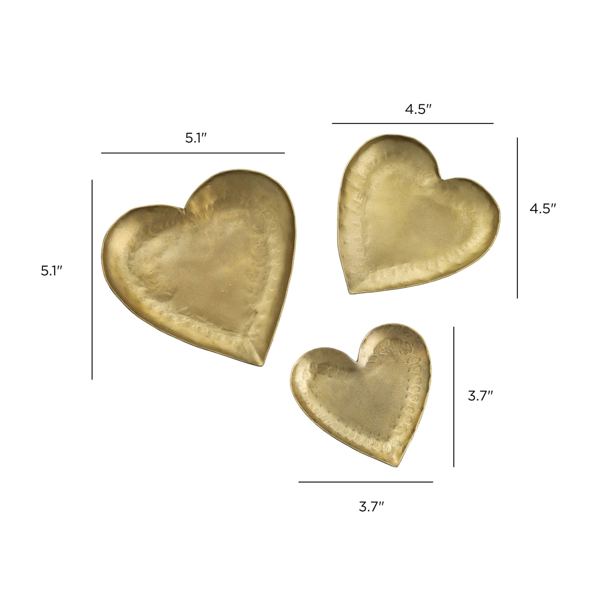 Coeur Brass Hammered Iron Heart-Shaped Catchalls - Set of 3 - View 6