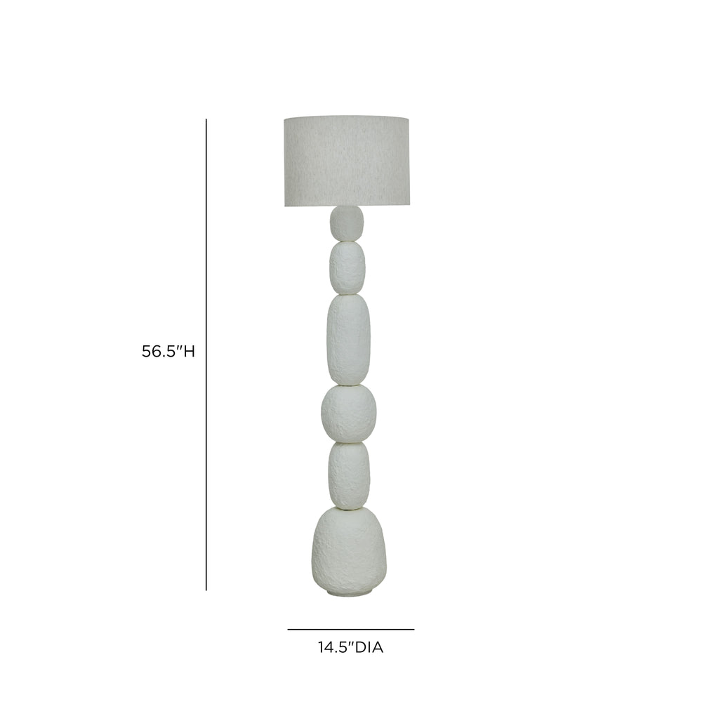 Pebble Cream Papier Mache Floor Lamp dimensions