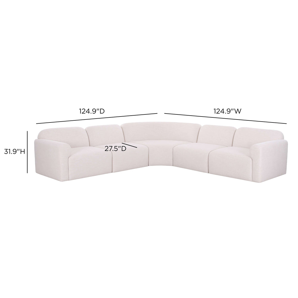 Gorge 5-Piece Modular Corner Sectional Sofa - Modern Minimalist & Flexible Deep Seating dimensions