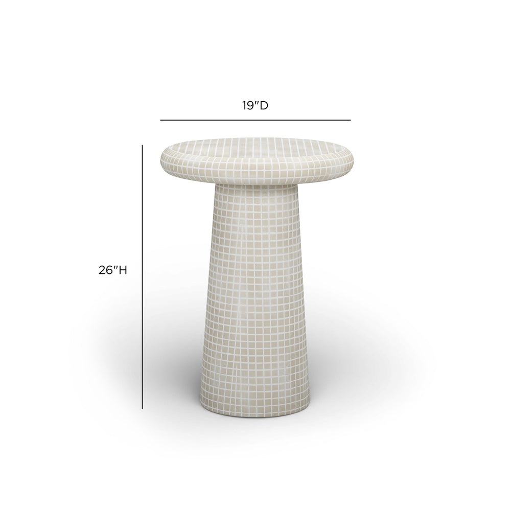 Monica Tiled Pattern Round Accent Pedestal Side Table - Modern Contemporary & Indoor/Outdoor Accent dimensions