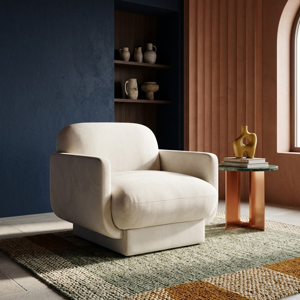 Azalea Performance Velvet Accent Chair - Memphis Retro & Plush Living Room Seating