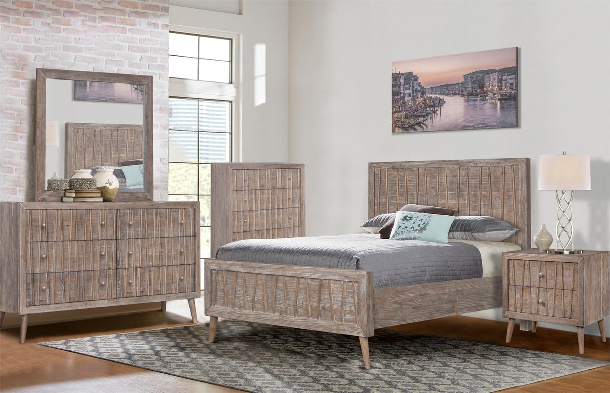 West Palm Solid Wood Bedroom Set with Bed, Dresser, Mirror & Chest
