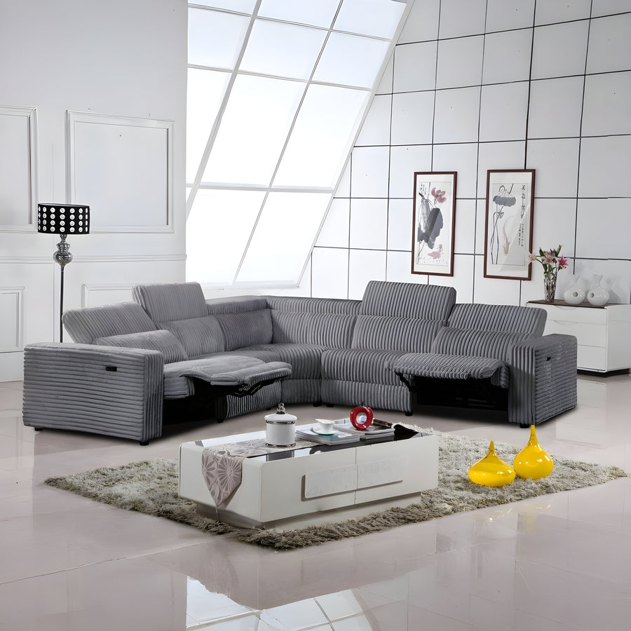 Bayonne Power Motion Corduroy Sectional with Adjustable Headrests