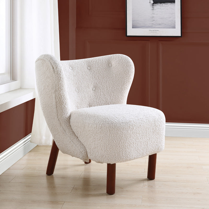 Zusud Wingback Accent Chair - Plush White Teddy Sherpa