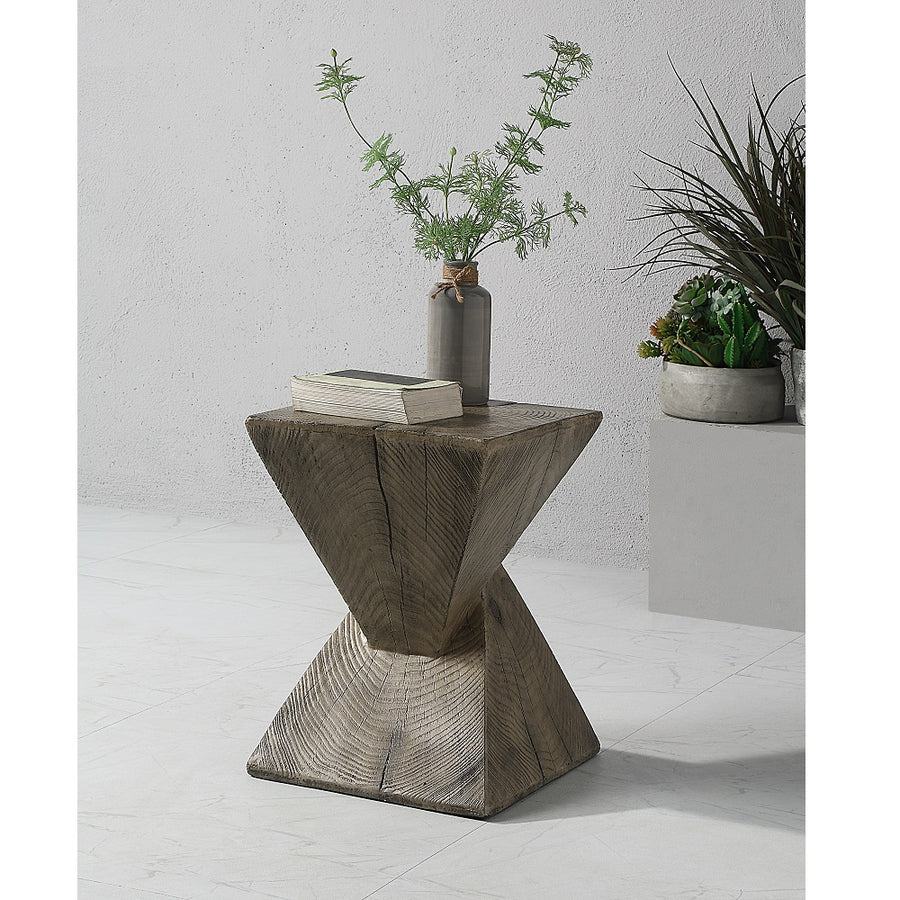 Zahi Eco-Friendly Concrete Accent Table - Natural Style in Weathered Oak