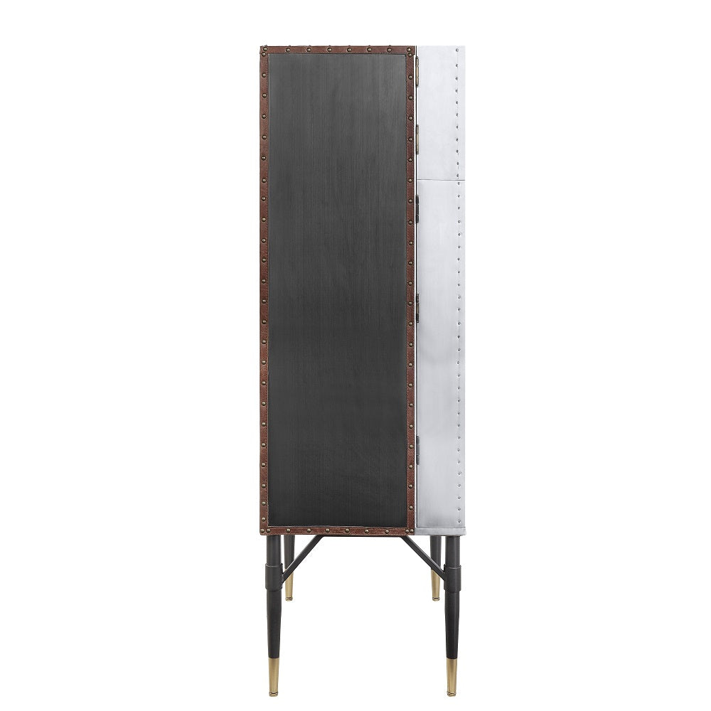 Yoela Riveted Aluminum Wine Cabinet
