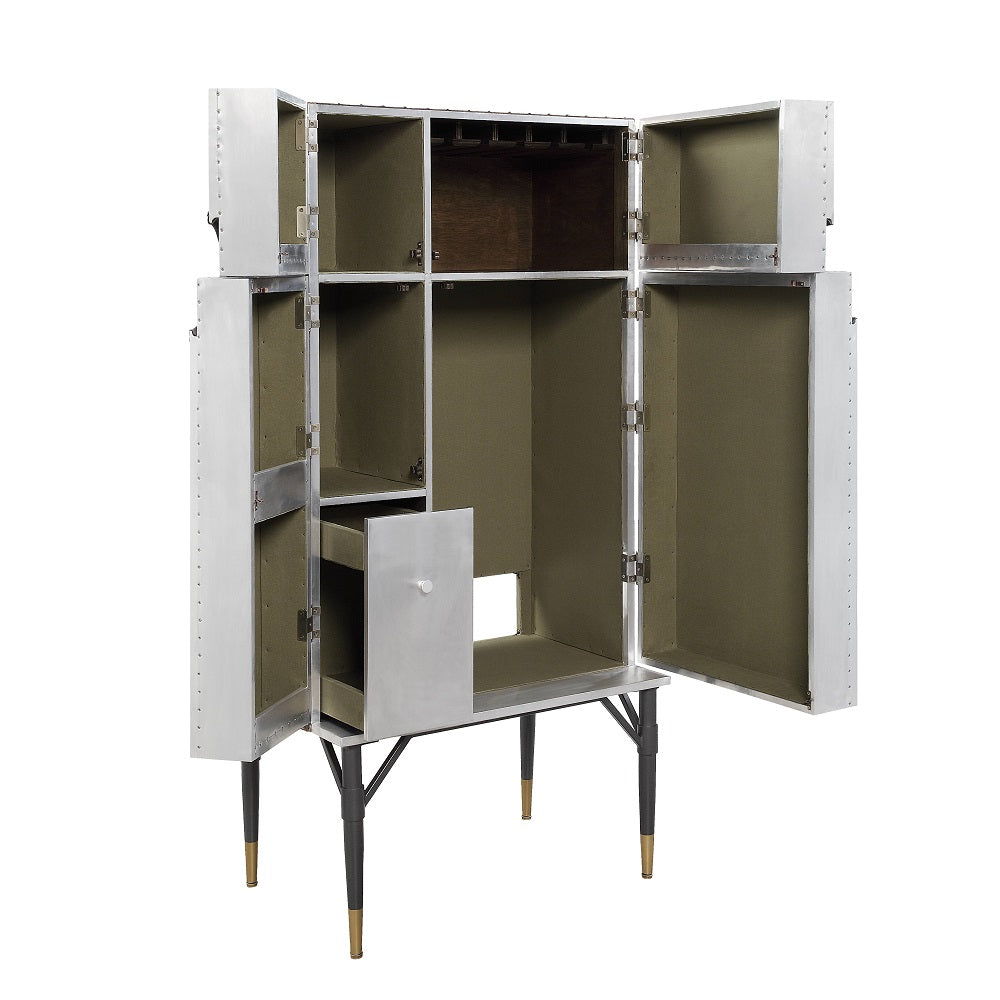 Yoela Riveted Aluminum Wine Cabinet