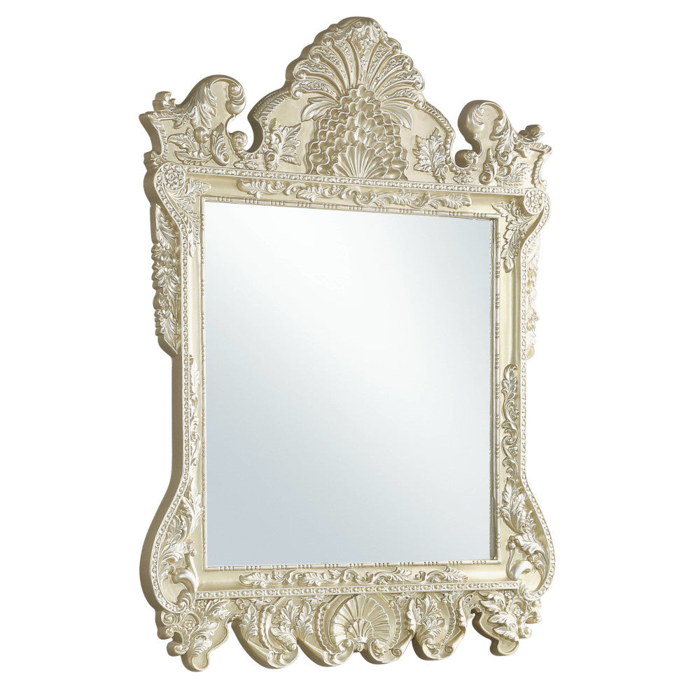 Vatican Scrolled Floral Mirror & Tufted Bench