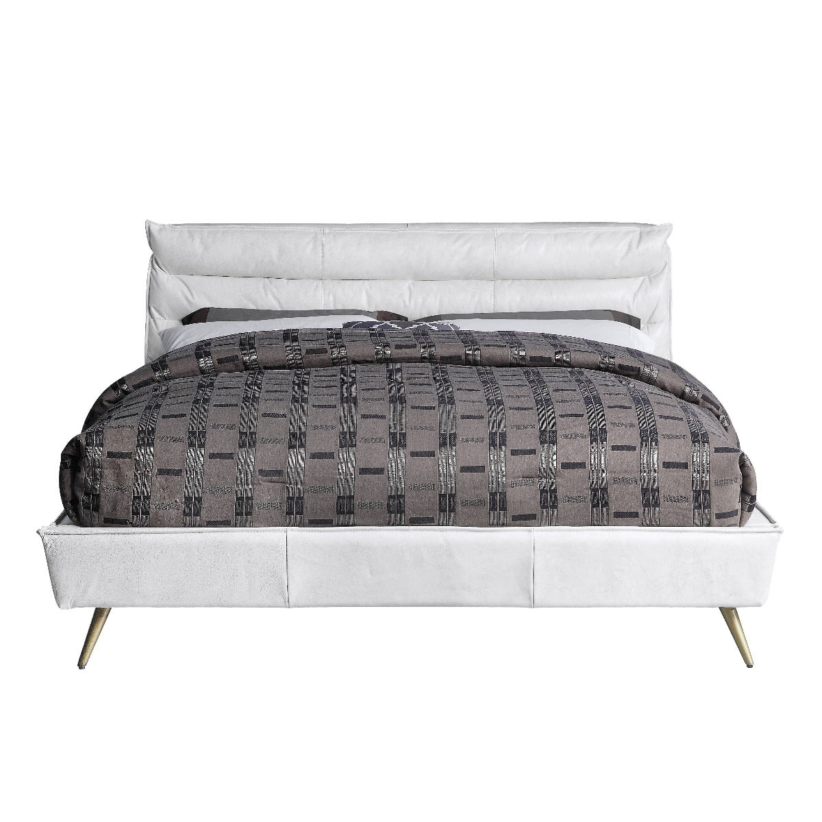 Doris Top Grain Leather Upholstered Bed
