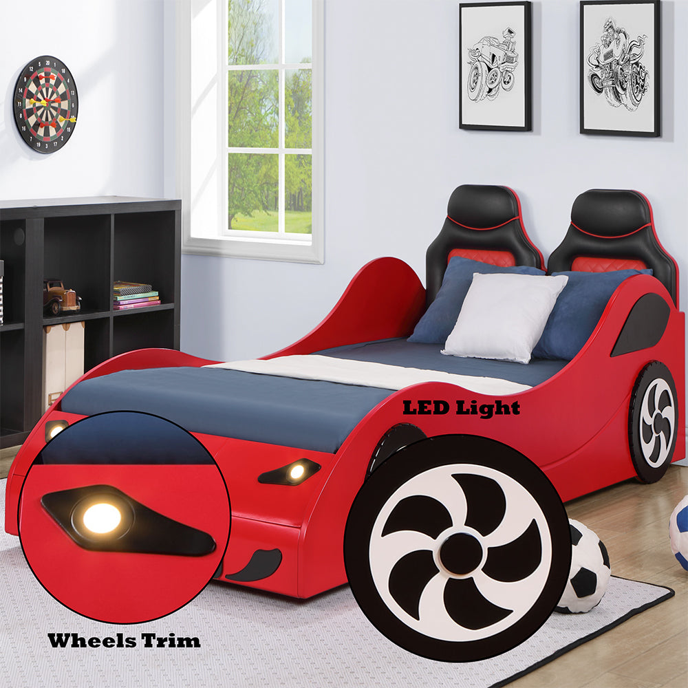 Colen Twin Car Bed with LED Lights