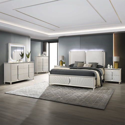 Laveda LED Dresser Mirror - Beveled Glass in Pearl White