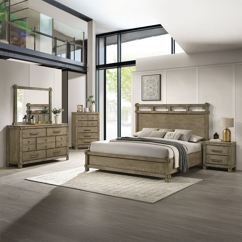 Colton Wood-Framed Dresser Mirror - Rustic-Modern Antique White Oak