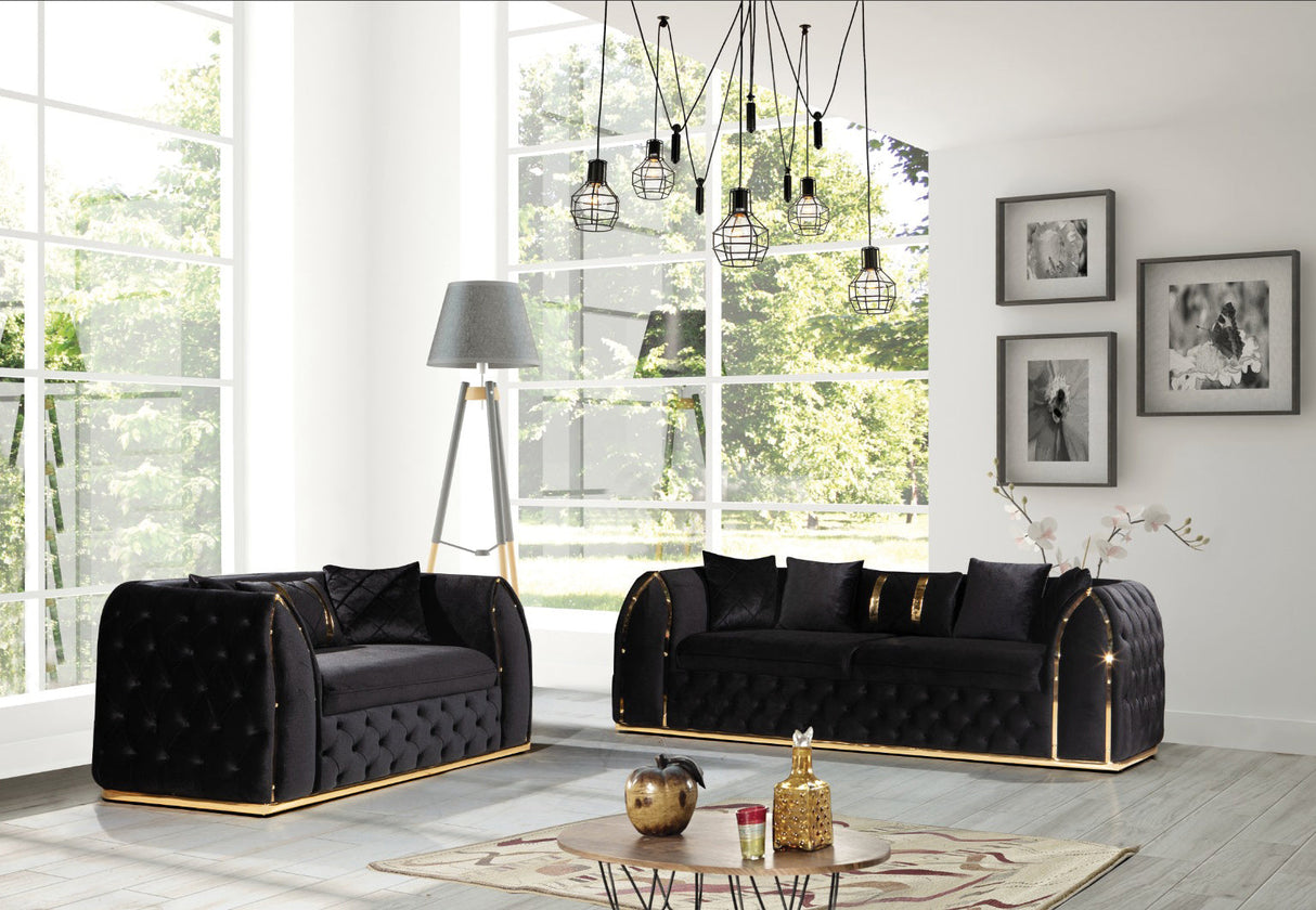 Charisma living room set by FOAK featuring a durable sofa and matching loveseat.