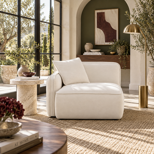 Travie Sand Upcycled Performance Linen LAF Corner Chair