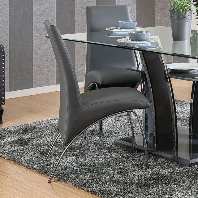 Wailoa Contemporary Leatherette Dining Chairs (Set of 2) - Chrome Metal Legs in Black or Gray