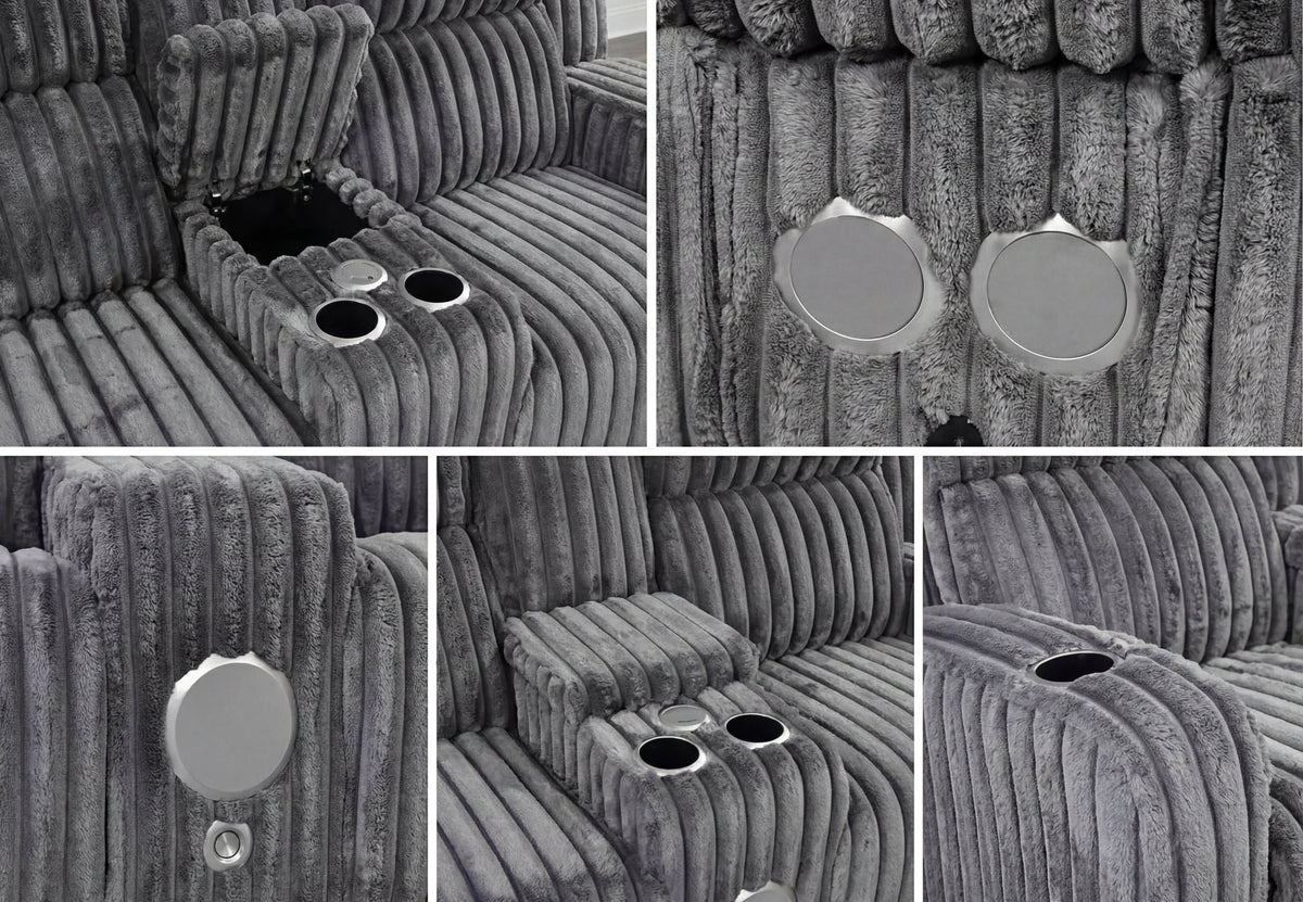 Power reclining loveseat showing built-in LED lighting and plush cushioning