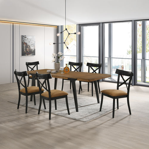 Hillary Sculptural Dining Side Chairs, Set of 2 - Brown Leathaire Seats & Black Frames