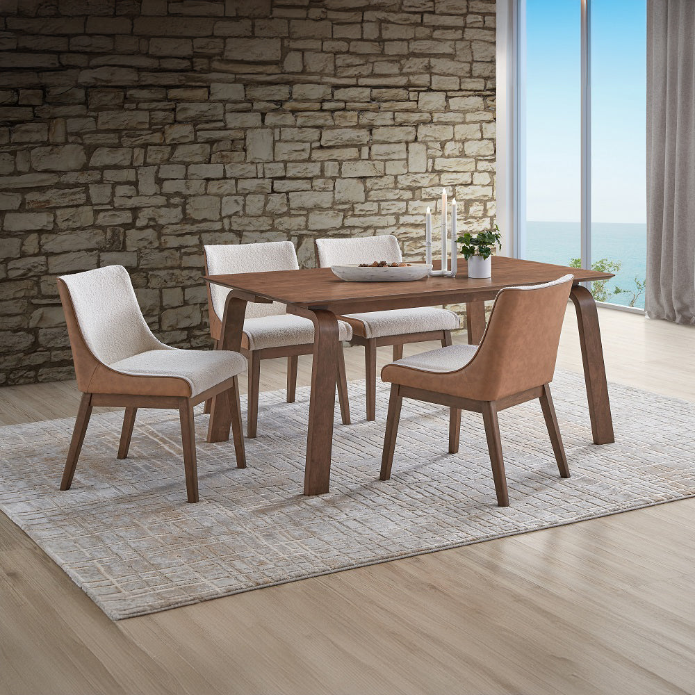 Ginny Walnut Dining Table & Wingback Side Chairs