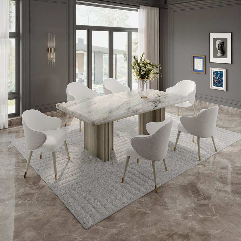 Charity Marble Top Dining Table & Arm Chairs