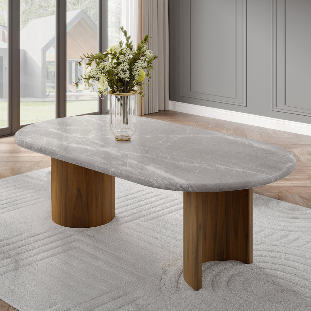 Darcy Oval Marble Dining Table & Arm Chairs