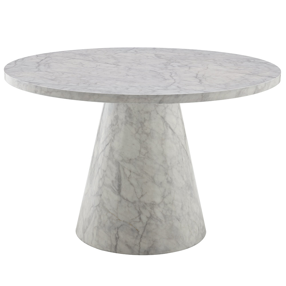 Kacey Round Pedestal Dining Table & Boucle Chairs