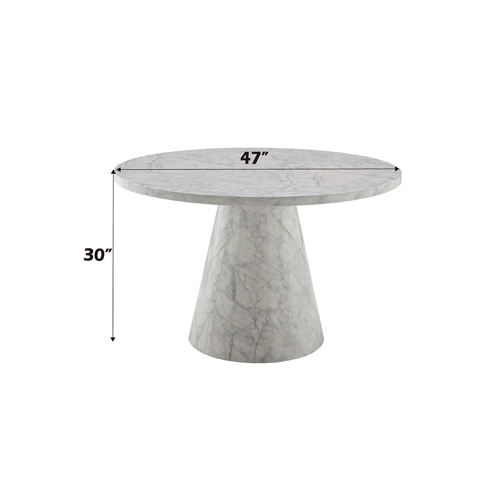 Kacey Round Pedestal Dining Table & Boucle Chairs
