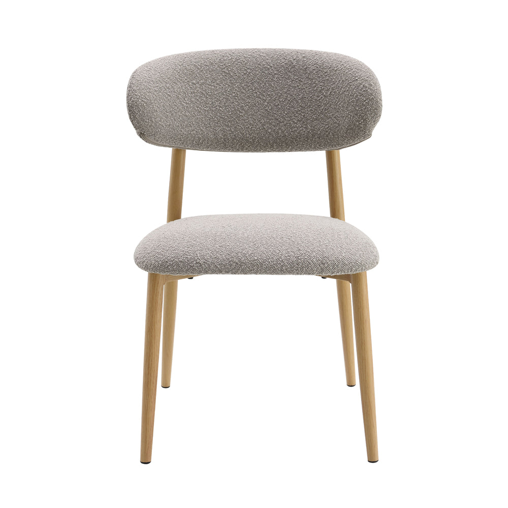 Kacey Round Pedestal Dining Table & Boucle Chairs