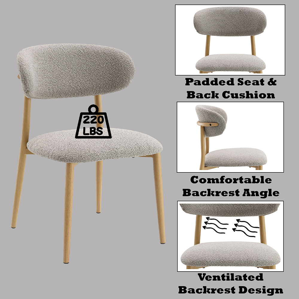 Kacey Round Pedestal Dining Table & Boucle Chairs