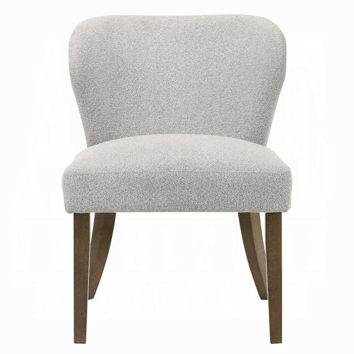 Dillon 7-Piece Dining Set with Natural Marble Table and Gray Chenille Chairs