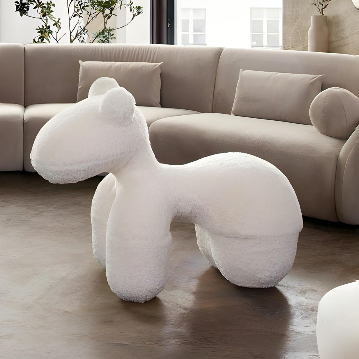 Bailey Animal Bench in Cream Faux Sheepskin