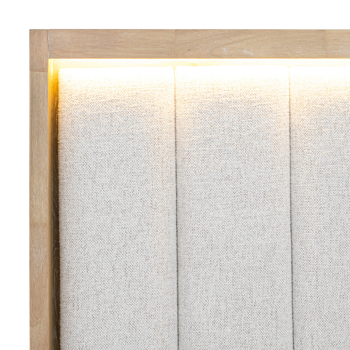 Helios LED Headboard Bed & Bedroom Set with USB Nightstand – Natural Oak, view 10