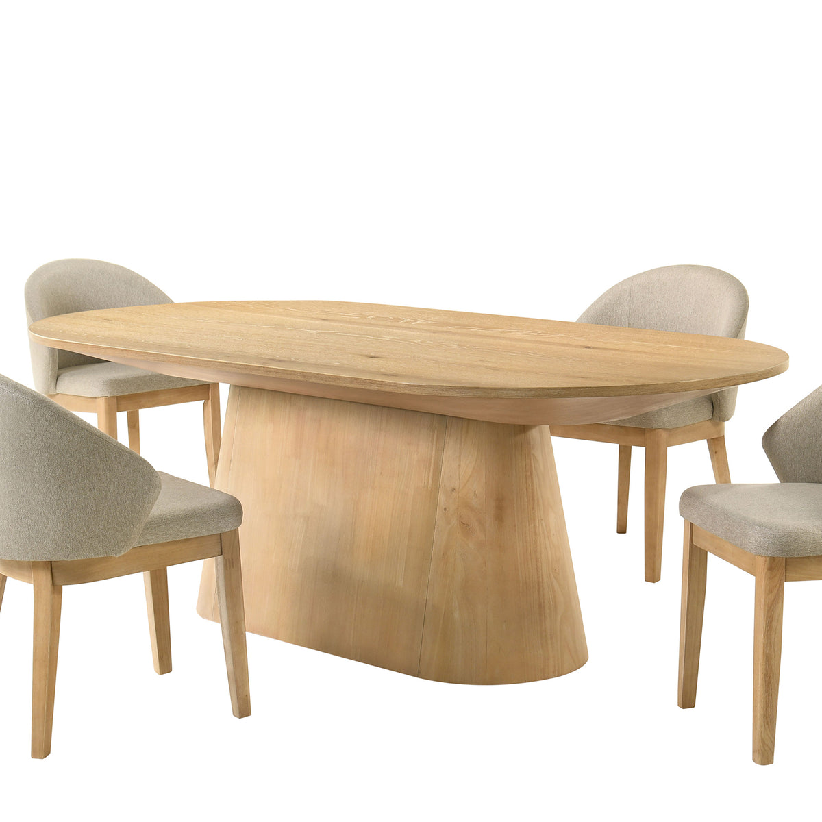 Tottenham Contemporary Dining Collection - Round Cone Pedestal, 84" Rectangular or 88" Oval Table & Upholstered Chairs in Black or Oak