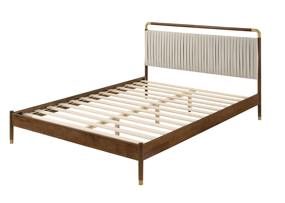 Bardot Mid-Century Modern Channel-Tufted Bed & Bedroom Set – Walnut, view 3