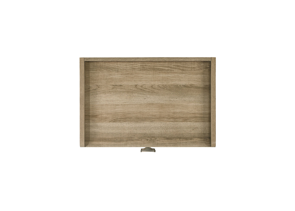 Cadden Contemporary Bed & Bedroom Set with Honey Bronze Curved Pulls - Dusty Oak