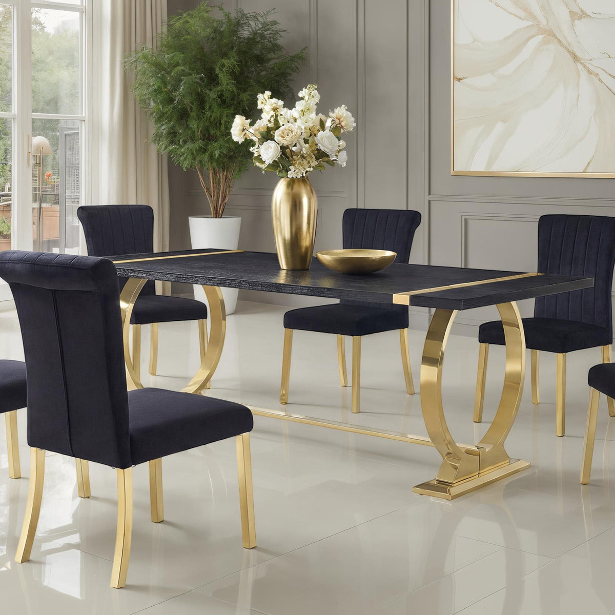 Horley Glam Dining Table & Set - 80" Table Only