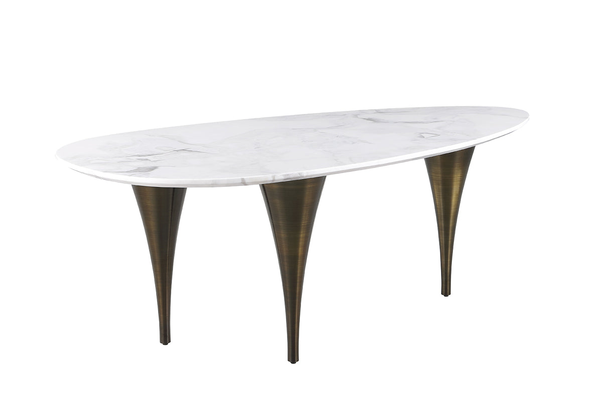 Ciaran Contemporary Oval Sintered Stone Dining Table & Set – Bronze, view 3