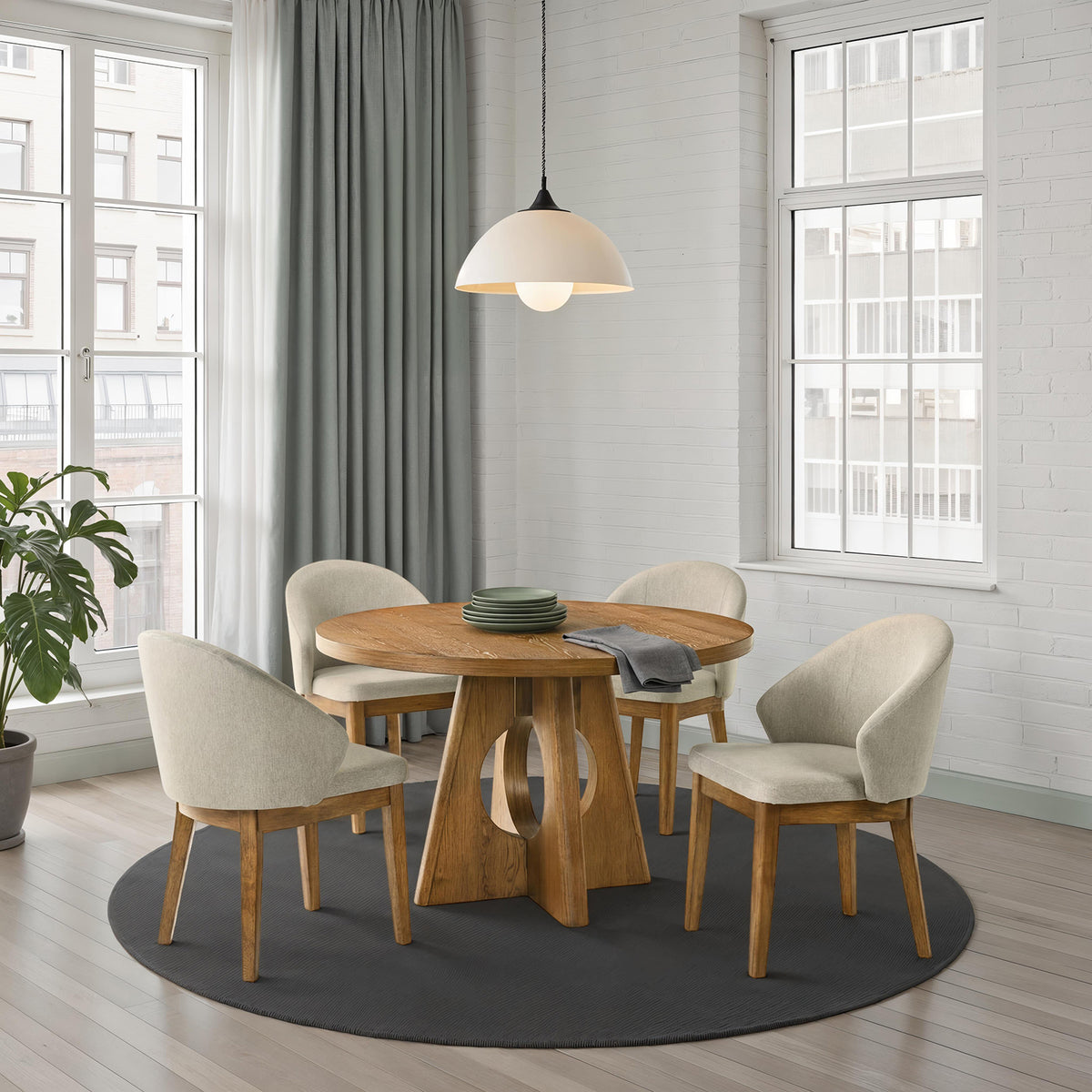 Ozark 47" Round Pedestal Dining Table & Arm Chairs - Round Table Only