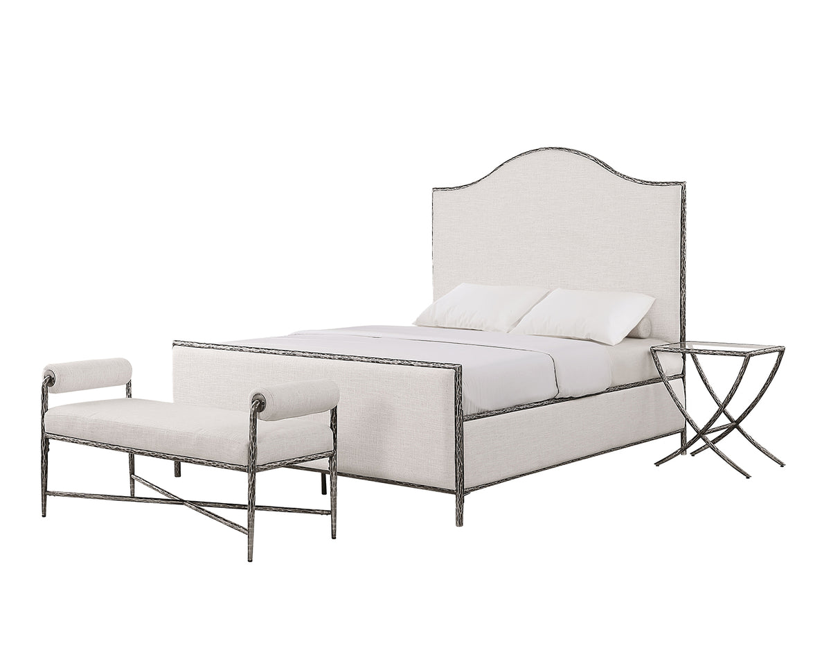 Vilna Contemporary Forged Steel Upholstered Bed & Bench – view 9
