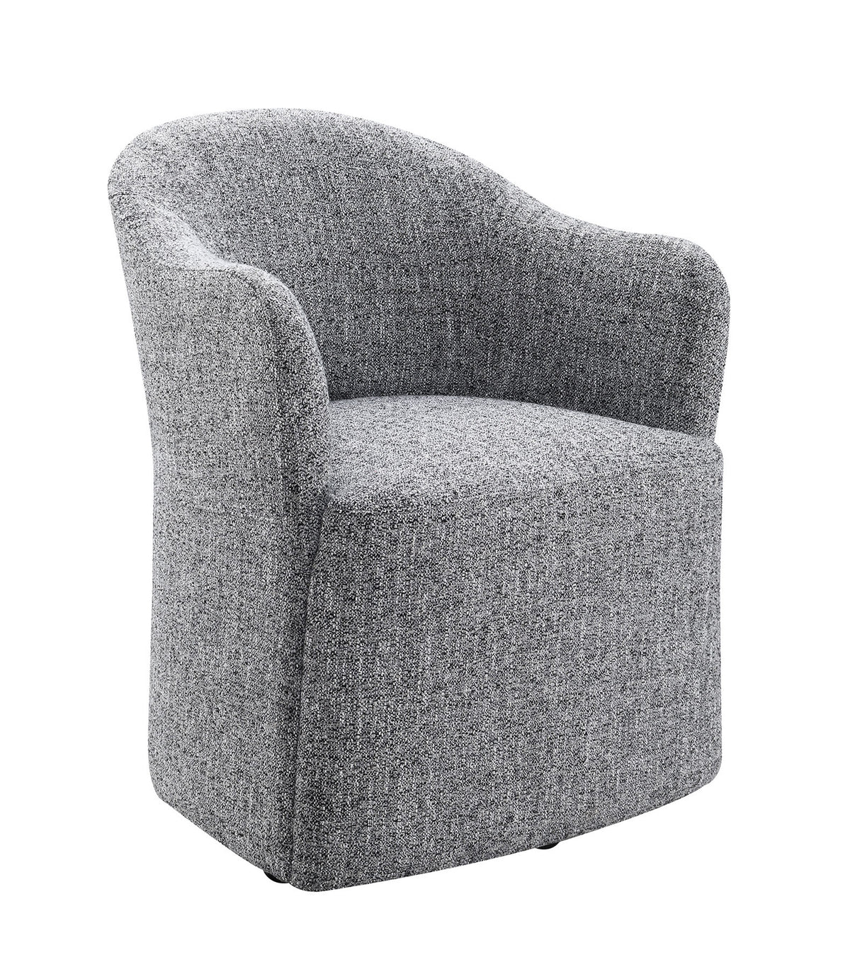 Sema Contemporary Barrel-Back Upholstered Dining Arm Chair with Casters โ view 5