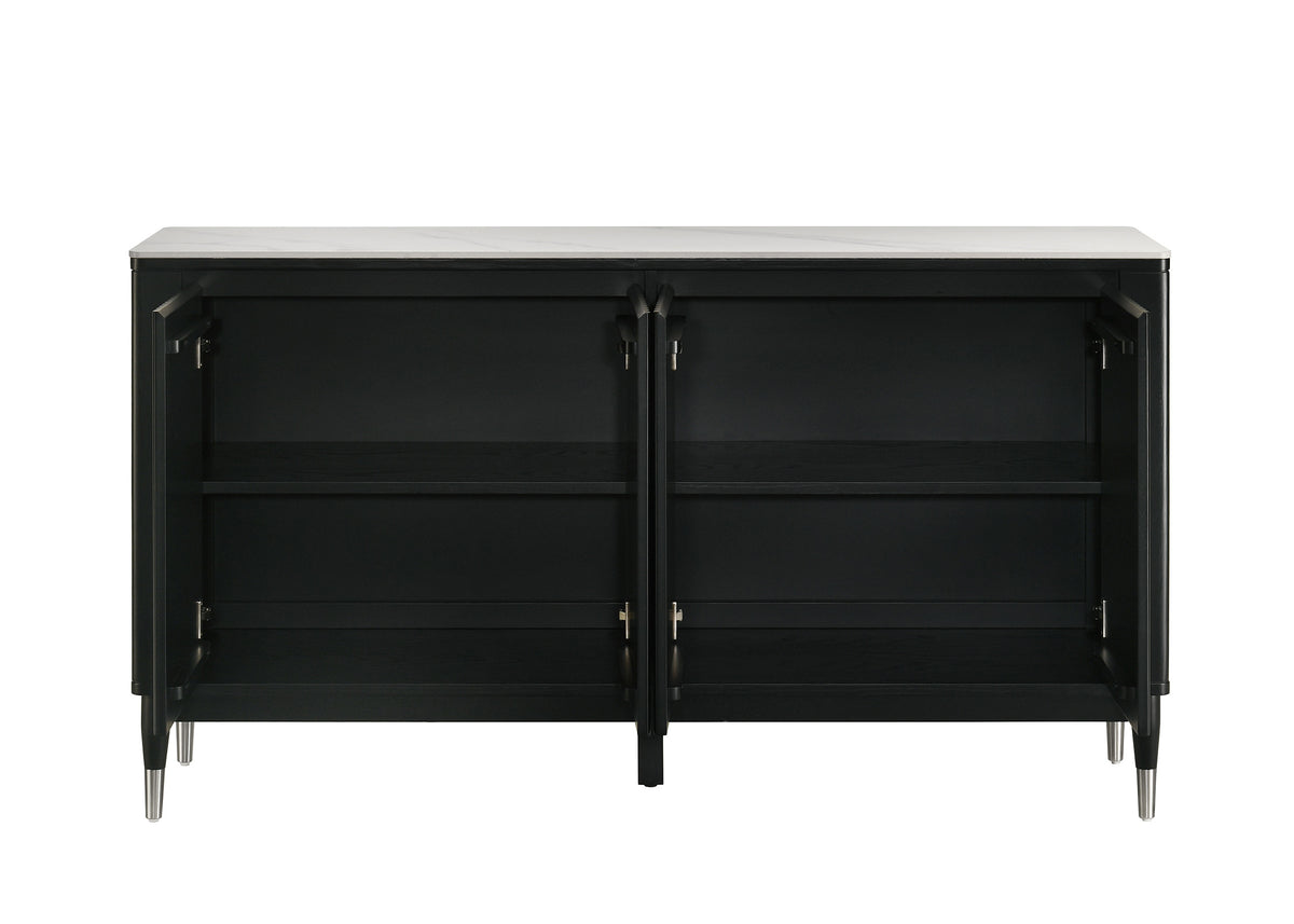 Maidstone Contemporary 71" Server with Sintered Stone Top & Reeded Panels – Black/White, view 2
