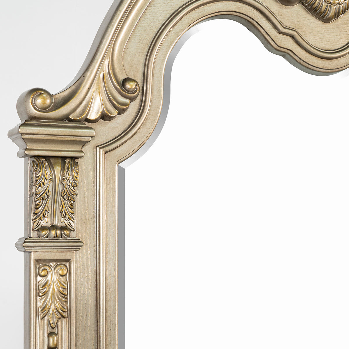 Fromberg Traditional Sleigh Bed & Bedroom Set with Marble Tops โ Gold Champagne, view 16