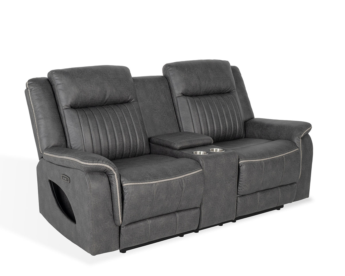 Arturus Transitional Power Reclining Sofa, Loveseat & Recliner - LED Lights & Storage Console