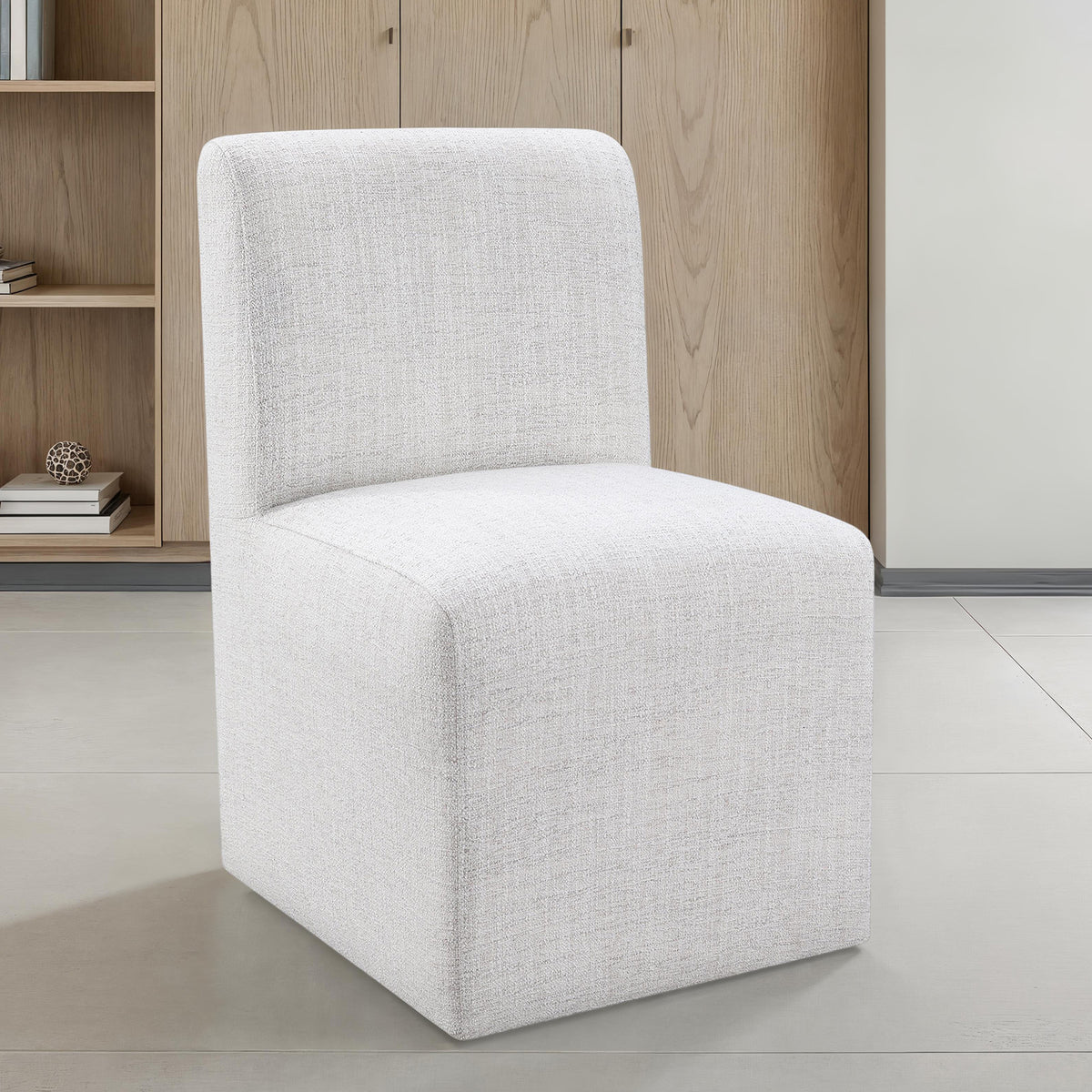 Tona Upholstered Dining Side Chairs with Casters (Set of 2) - Pristine White
