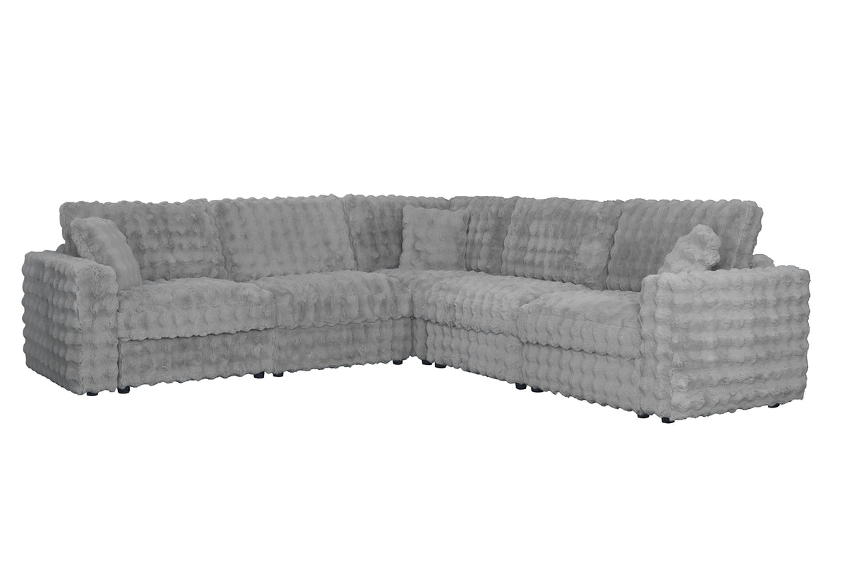 McKenna Modular L-Shaped Sectional with Faux Fur Contrast – view 7
