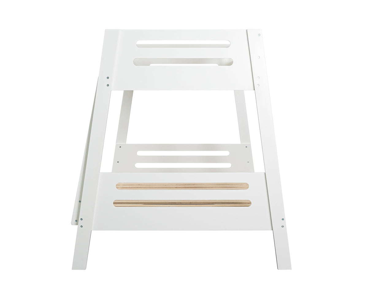 Kallen Contemporary Twin over Full Bunk Bed with Angled Ladder - Solid Pine, Optional Mattresses