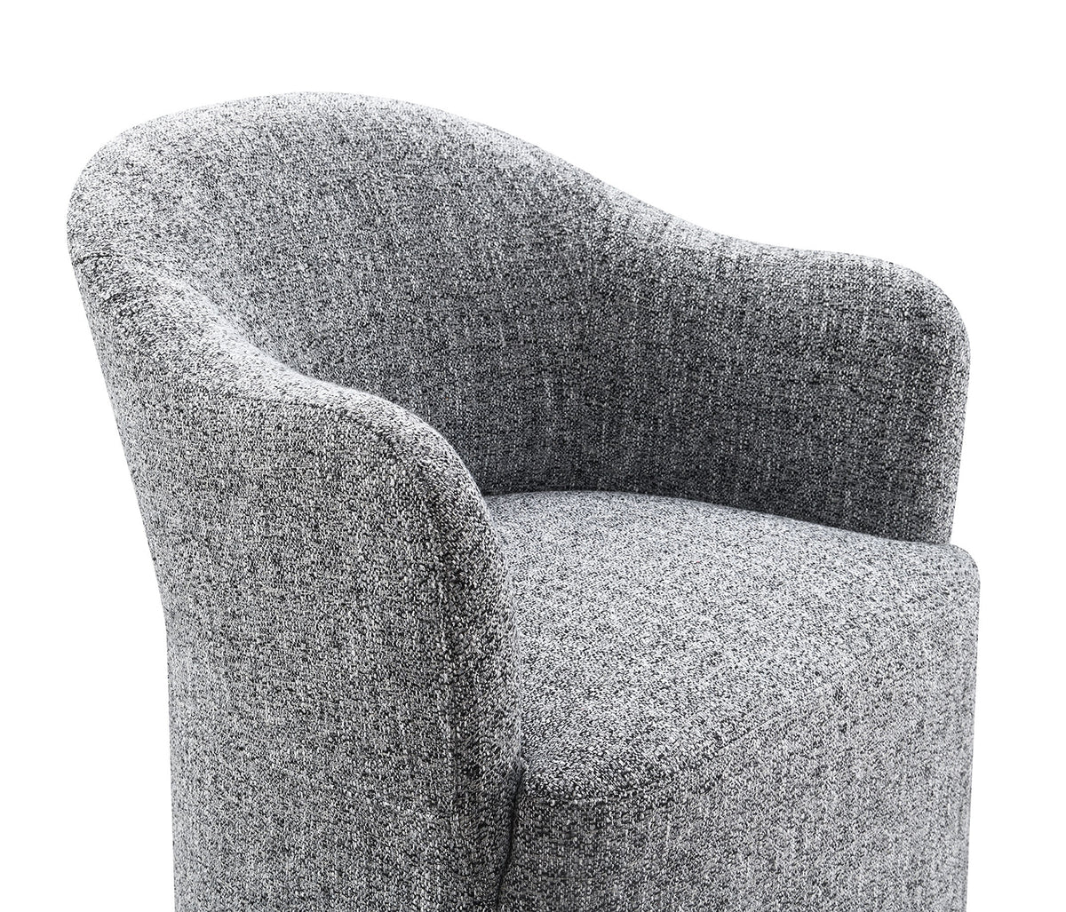 Sema Contemporary Barrel-Back Upholstered Dining Arm Chair with Casters โ view 7